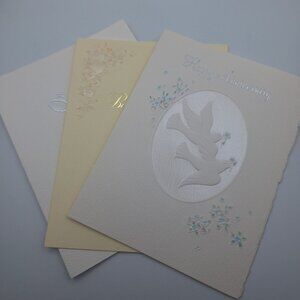 Vintage Anniversary Greeting Cards Elegant Embossed Designs Doves Best Wishes